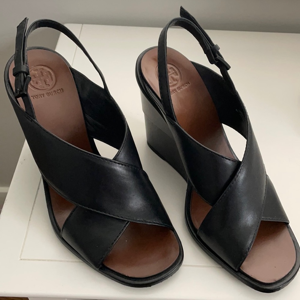Tory Burch Leather Wedge Sandals